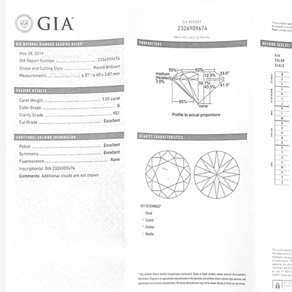 1.01 carat GIA certified natural diamond ring, 14k white gold, size 5.5~ - Picture 3 of 6